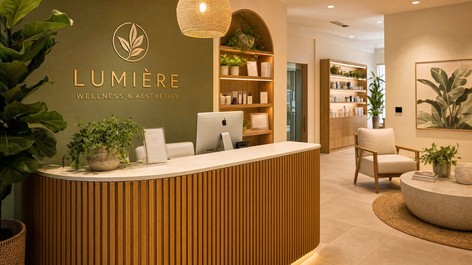 A calm, welcoming clinic reception interior